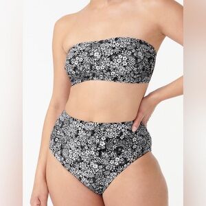 J.Crew High Waisted Bikini Bottom with Bandeau Top In Valley Floral-NWT- MEDIUM